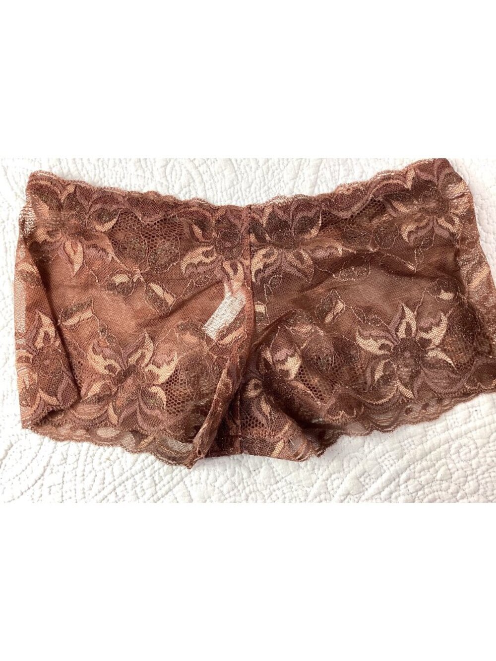 Set of 12 Lace Floral Brown Sheer Boyshorts Underwear*Panties* One Size*NIP